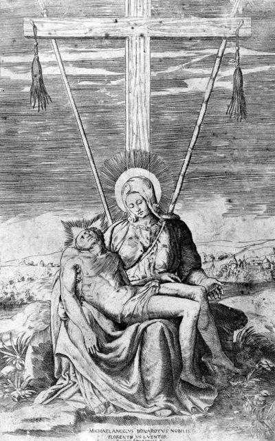 Pietà, incisa da Giulio Bonasone da Michelangelo Buonarroti
